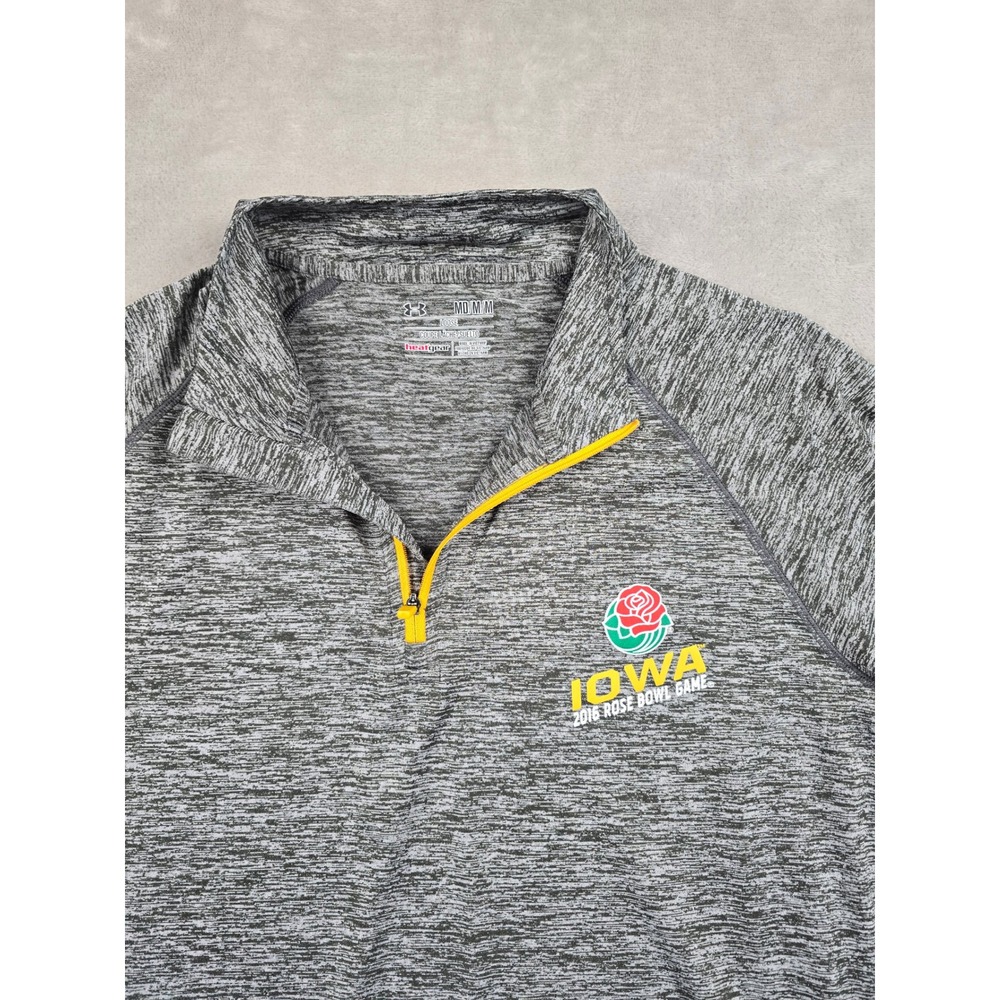 Under Armour 1/4 Zip Men M Gray Iowa Hawkeyes 2016 Rose Bowl Game Heatgear Loose